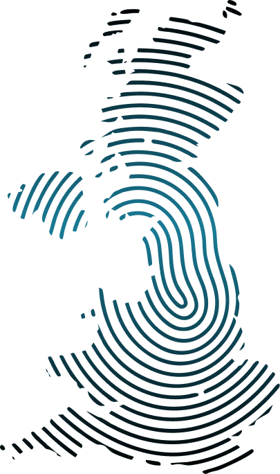 Map of the United Kingdom rendered from the Vernovi fingerprint